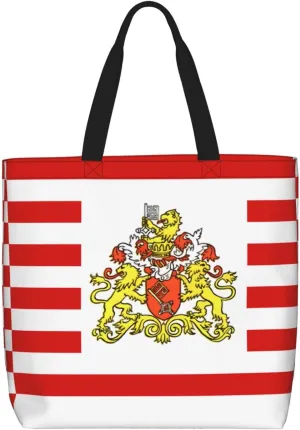 Flag of the Senate of Bremen Women's Casual Tote Bags, Reusable Tote Shoulder Bags, Multi-Function Large Capacity Shopping Bags