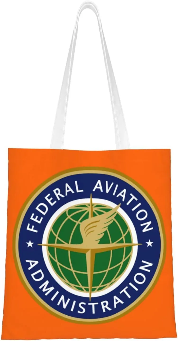 Flag of the United States Federal Aviation Administration Tote Bag for Women Canvas Shopping Bags Reusable Large Capacity Casual Shoulder Handbags Grocery Bags DIY Gift Bags