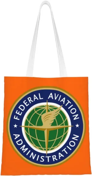 Flag of the United States Federal Aviation Administration Tote Bag for Women Canvas Shopping Bags Reusable Large Capacity Casual Shoulder Handbags Grocery Bags DIY Gift Bags
