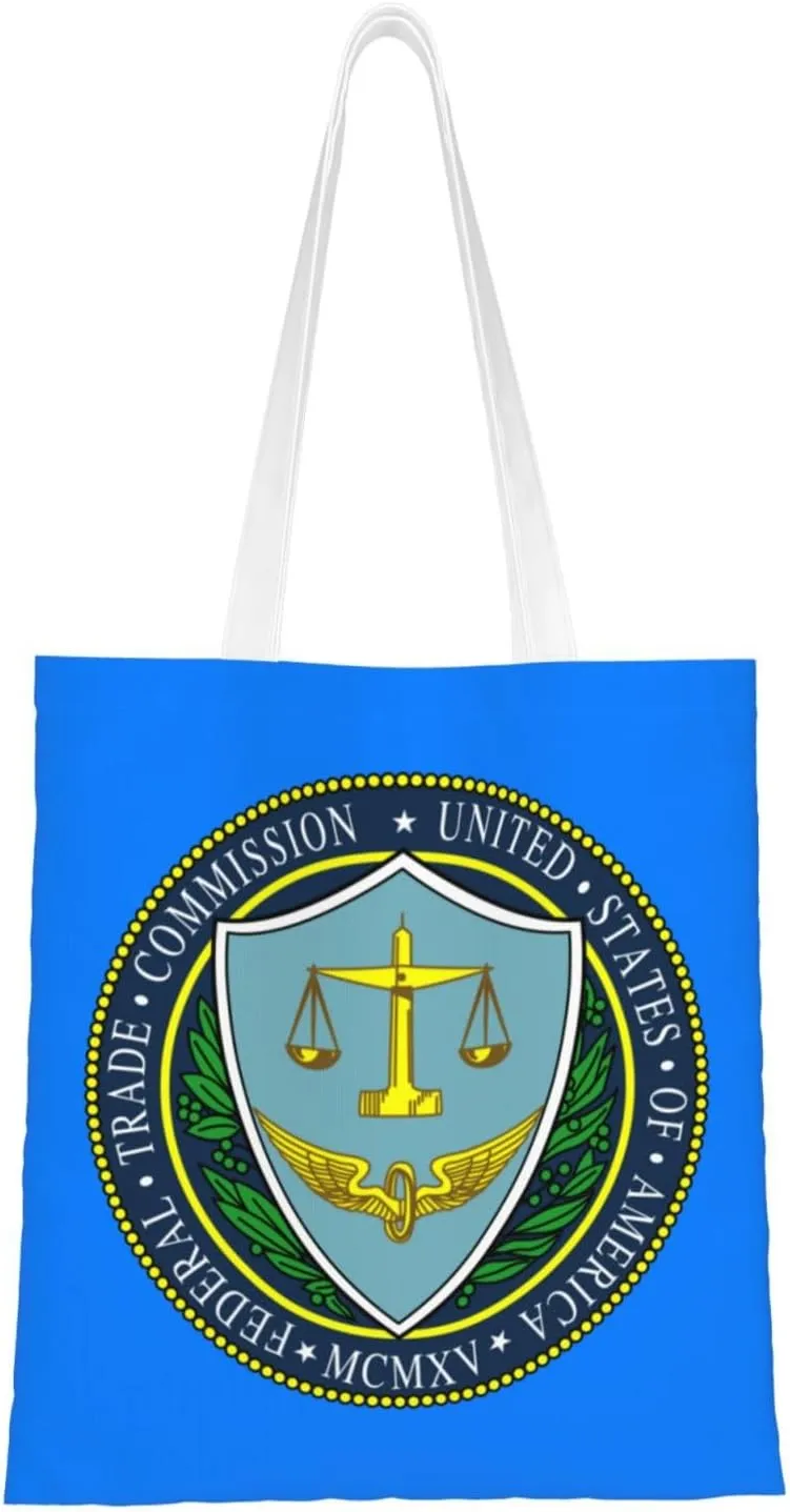 Flag of the United States Federal Trade Commission Tote Bag for Women Canvas Shopping Bags Reusable Large Capacity Casual Shoulder Handbags Grocery Bags DIY Gift Bags