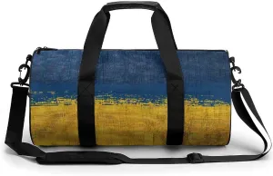 Flag of Ukraine Weaving Pattern Gym Bag for Men Women Cylindrical Gym Duffle Bags Travel Sports Carryon Gymbag 17.7in/9in/9in