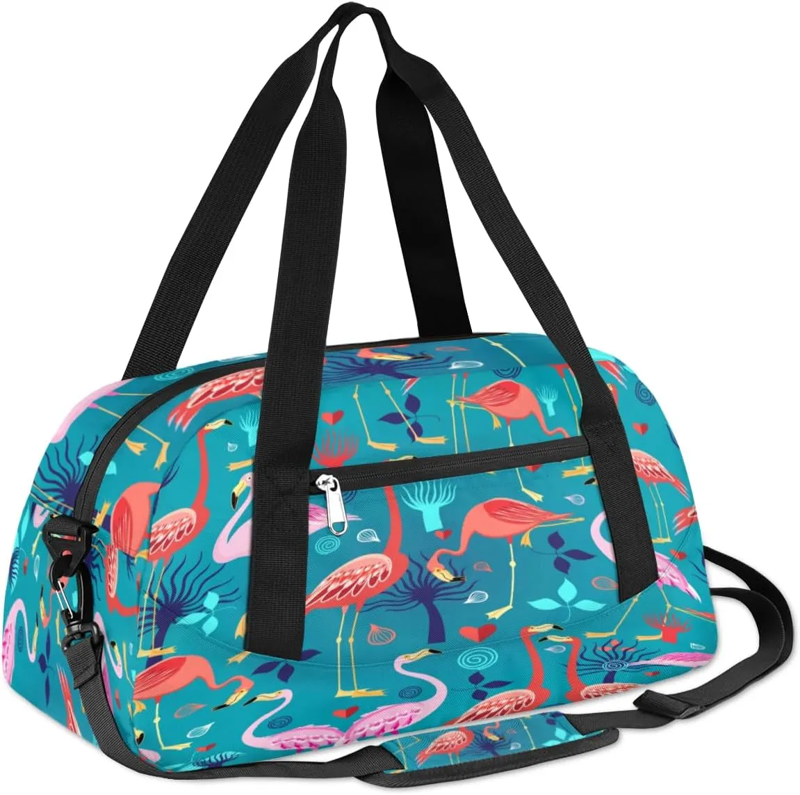 Flamingo Love Heart Gym Bag, Duffle Bag, Weekender Bag, Duffel Bag, Overnight Bag, Travel Duffel Bag, Dance Bag, Tote Bag, Beach Bag, Pool Bag, Gym Duffle Bag, Carry on Bag
