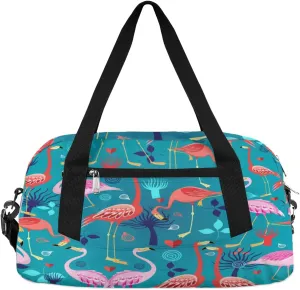 Flamingo Love Heart Gym Bag, Duffle Bag, Weekender Bag, Duffel Bag, Overnight Bag, Travel Duffel Bag, Dance Bag, Tote Bag, Beach Bag, Pool Bag, Gym Duffle Bag, Carry on Bag