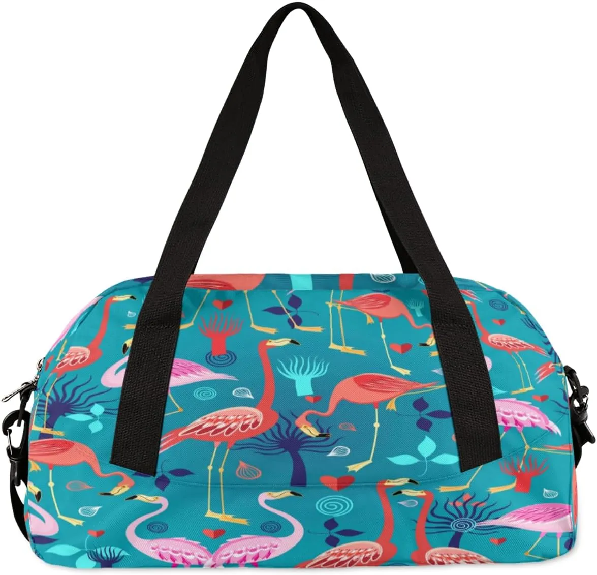 Flamingo Love Heart Gym Bag, Duffle Bag, Weekender Bag, Duffel Bag, Overnight Bag, Travel Duffel Bag, Dance Bag, Tote Bag, Beach Bag, Pool Bag, Gym Duffle Bag, Carry on Bag