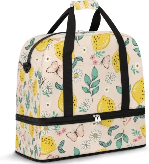 Flora Flowers Travel Duffle Bag Sports Gym Bag With Shoes Compartment Weekender Overnight Bag Waterproof Tote Carry On Bag for Women Men
