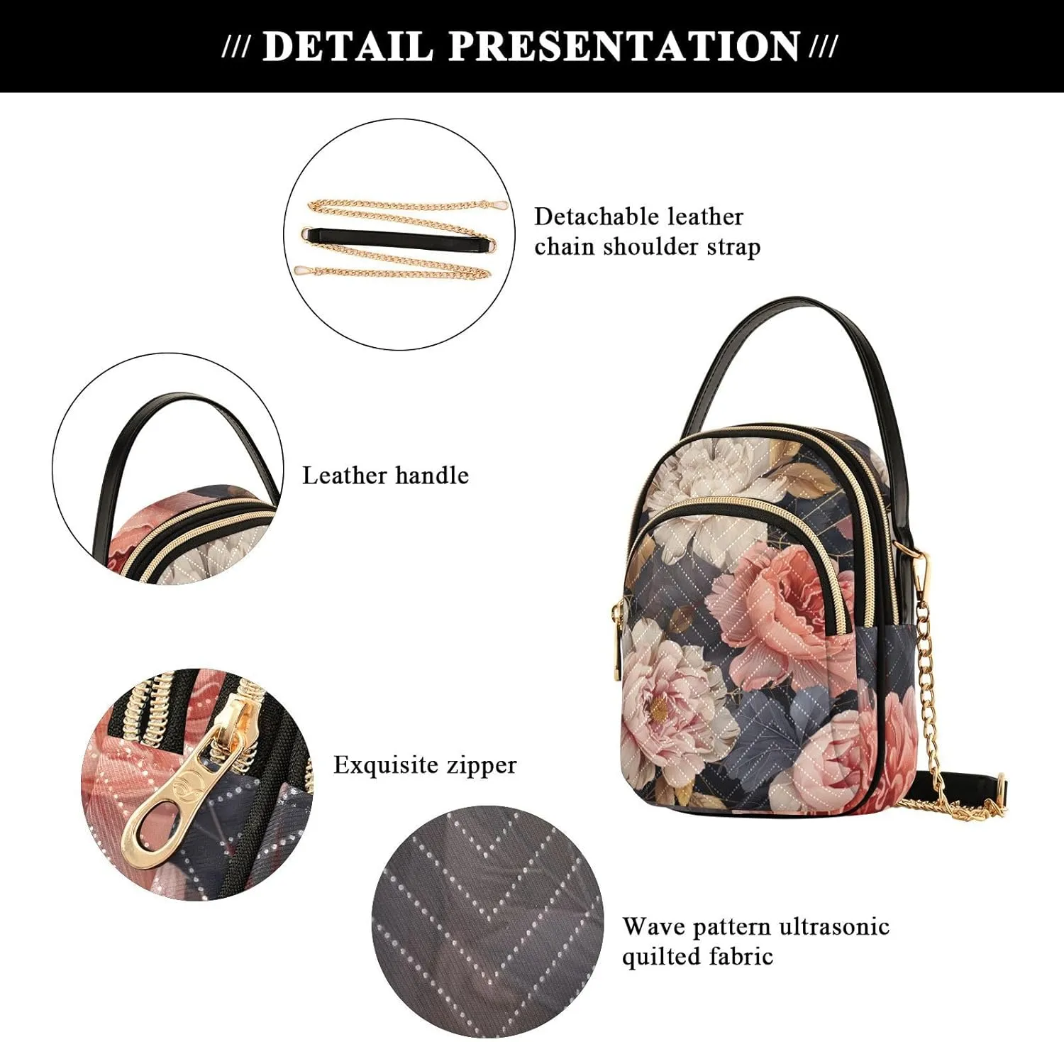 Floral Abstract Geometric Women s Crossbody Handbags, Shoulder Purses for Women Crossbody, Fall Crossbody Purse
