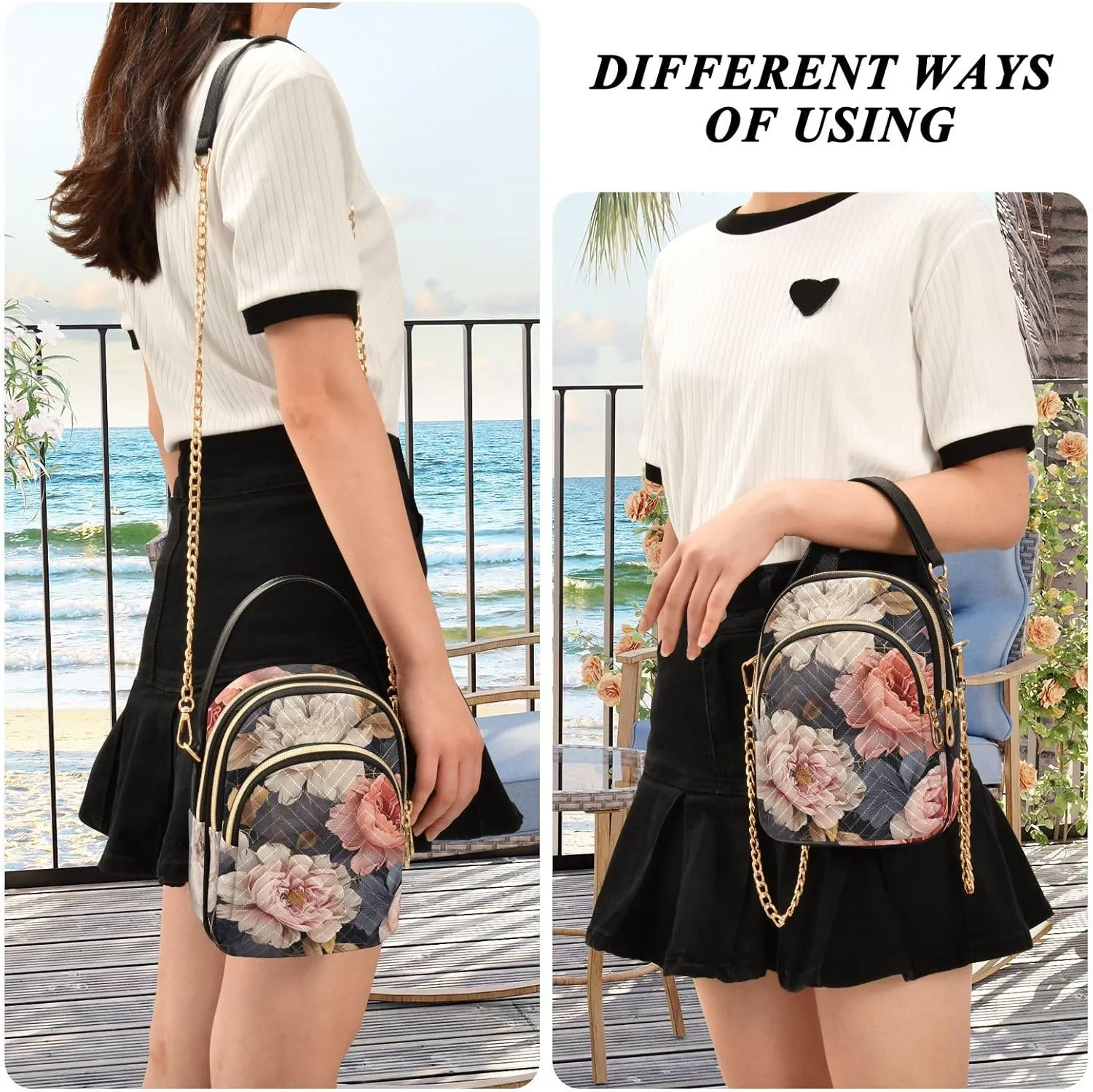 Floral Abstract Geometric Women s Crossbody Handbags, Shoulder Purses for Women Crossbody, Fall Crossbody Purse