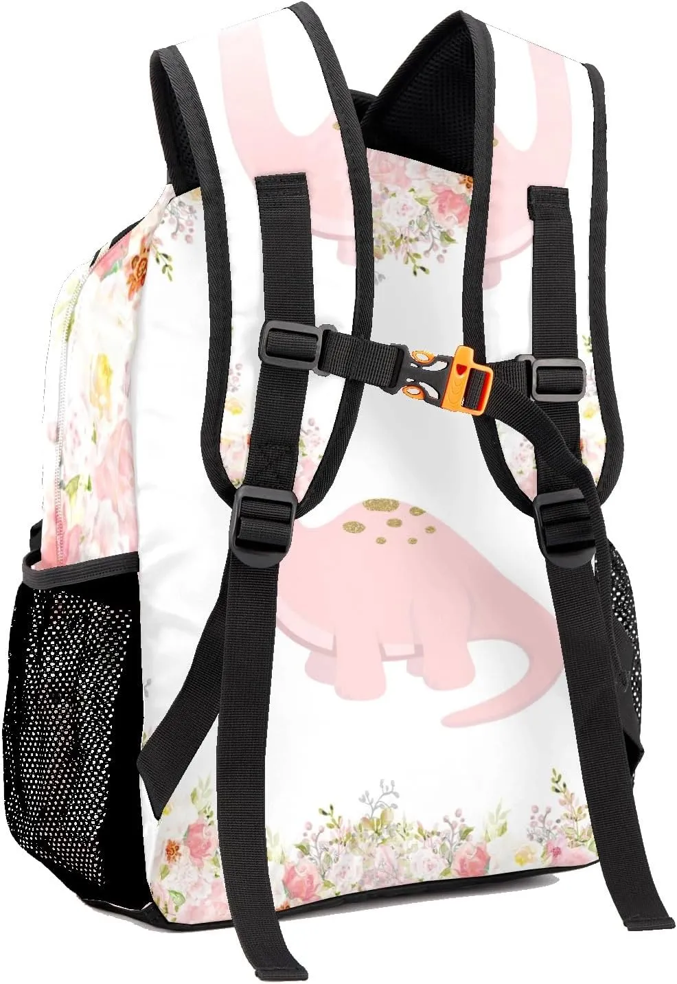 Floral Girl Dinosaur Personalized Kids School Backpack for Boys Girls Custom Primary Daypack Bags Travel Bookbag