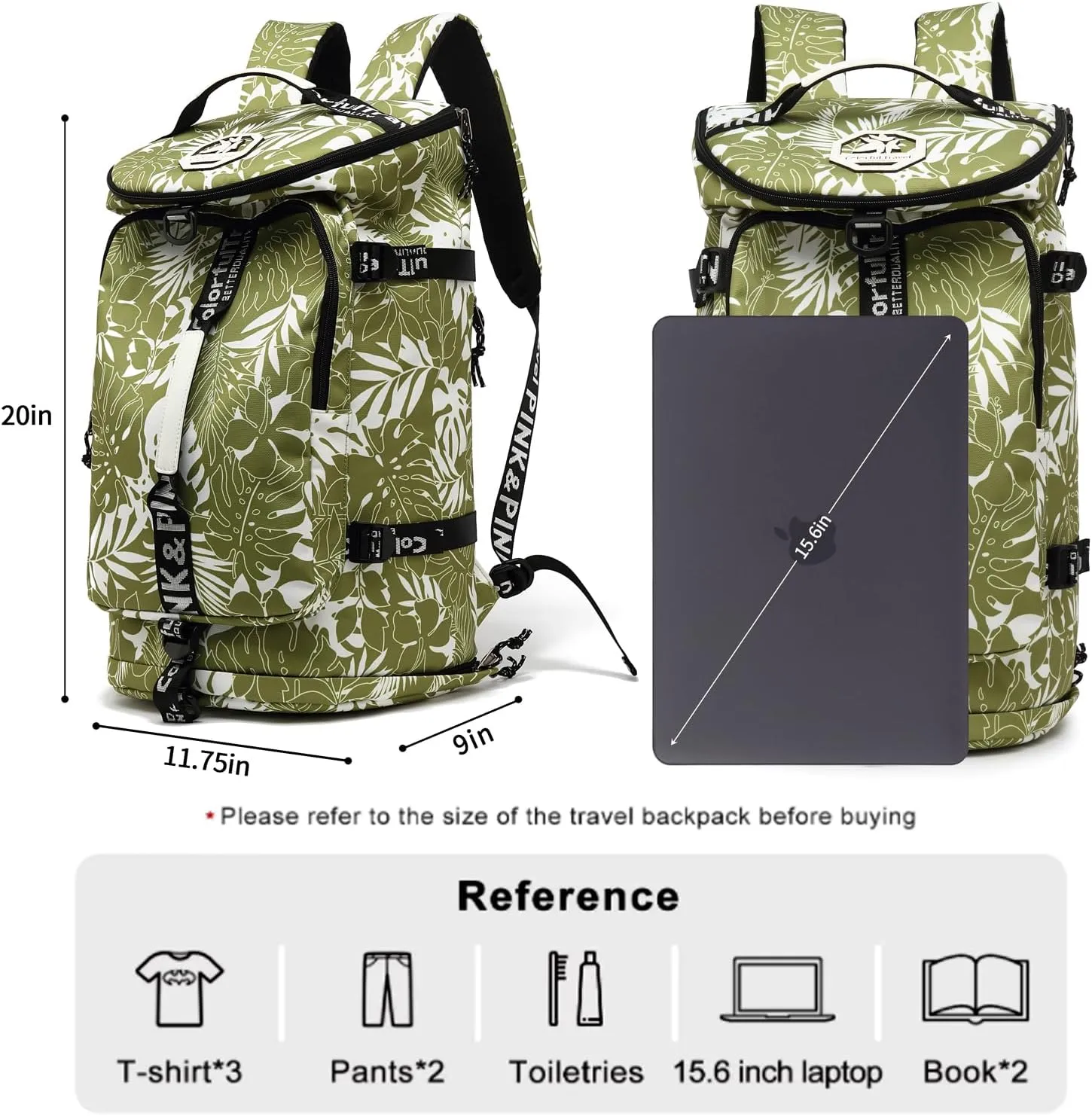 Floral gym duffel bag backpack, fashion wrestling bag,with shoe compartment, 4 kinds of back method waterproof travel sports walking laptop Lightweight (A-Floral Green)