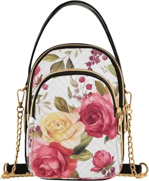 Floral with Red Roses Women Crossbody Bag, Crossbody with Strap, Crossbody Shoulder Bag for Women