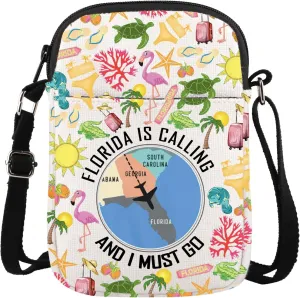 Florida Vacation Gift Florida Travel Gift Florida Map Gift Florida Is Calling And I Must Go Crossbody Bag