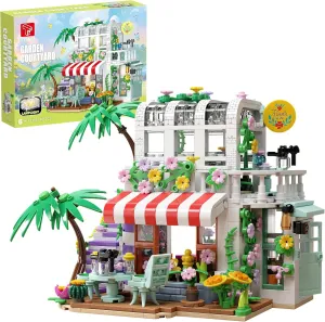 Flower House Building Set with Lights,705 Pcs Garden House Building Toy Compatible with Legos,Build a Greenhouse Model,Birthday Gift for Adults Boys Girls 8-12