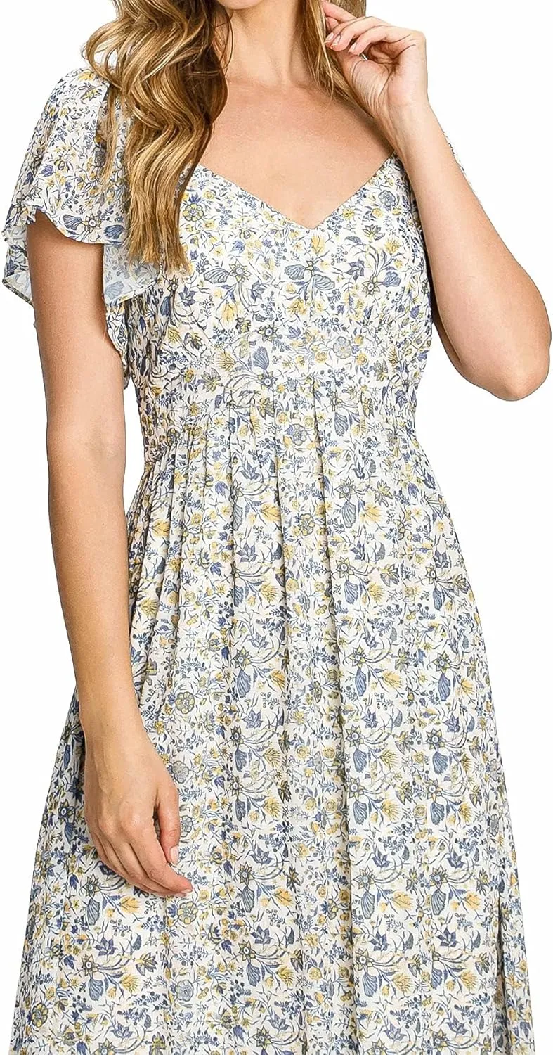 Flying Tomato Women's Bright Floral Off Shoulder Maxi Dress