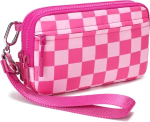 FODOKO Wristlet wallets for women Nylon Quilted Wallet with 4 Zippers,Travel Credit Card,Holder Cell Phone Organizer,coin purse