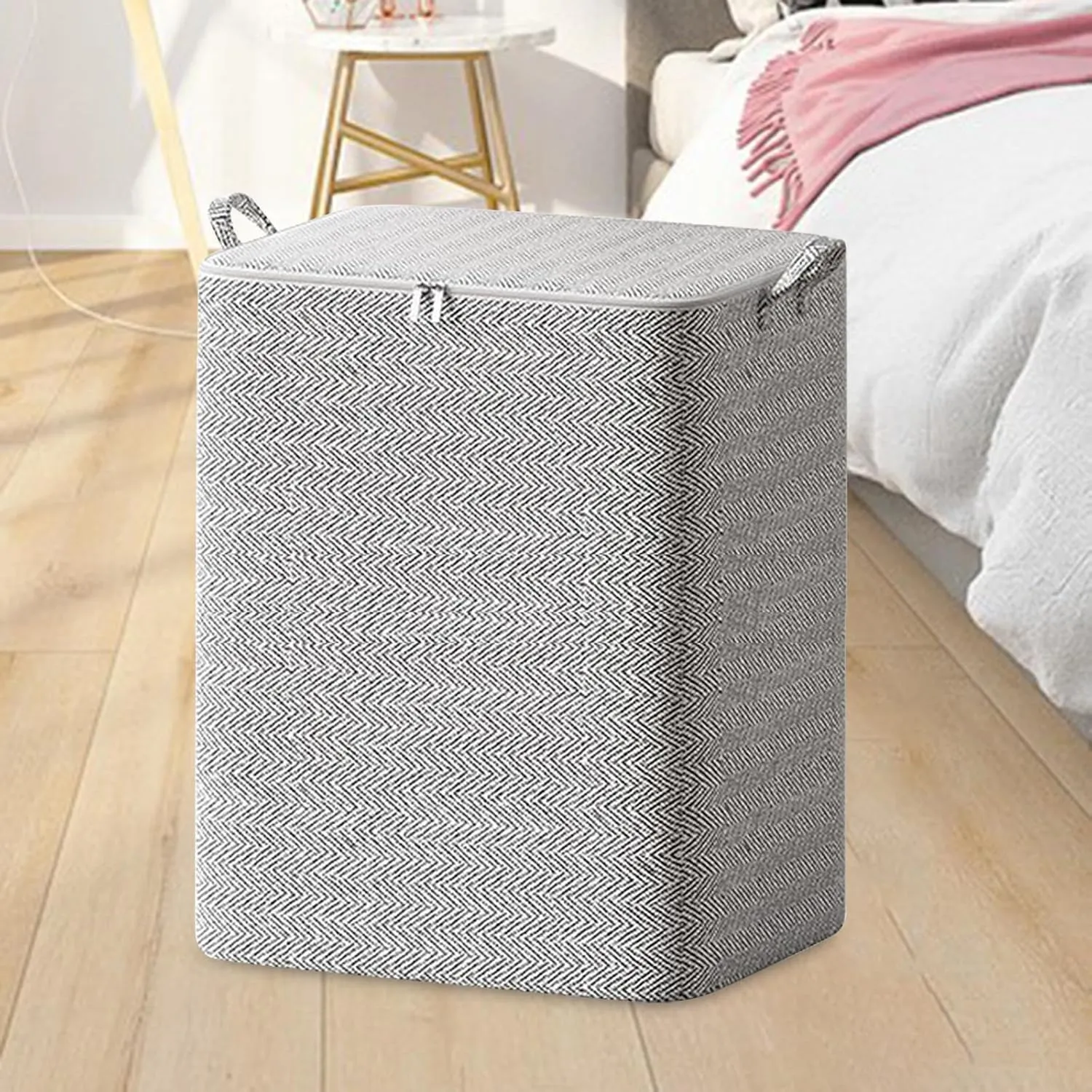 Foldable Storage Bag, Blanket Storage Bag, with Zipper Traveling Handbag for Storage Clothing Bed Sheets Pillows Toys (220L)