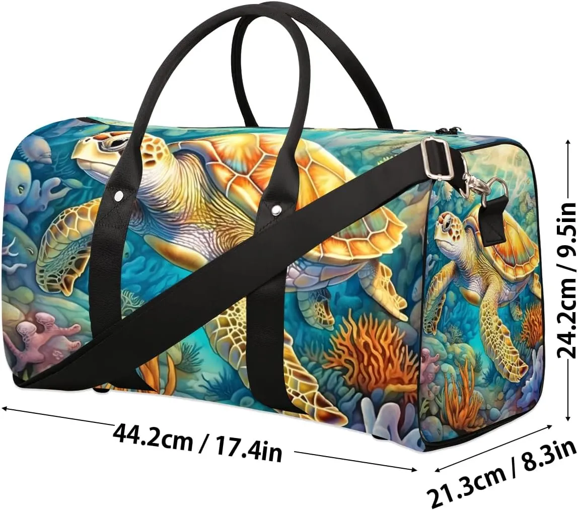 Foldable Travel Bag Leisurely Sea Turtle Lightweight Carry On Bags for Airplanes Waterproof Travel Duffle Bag For Gym Weekend Overnight