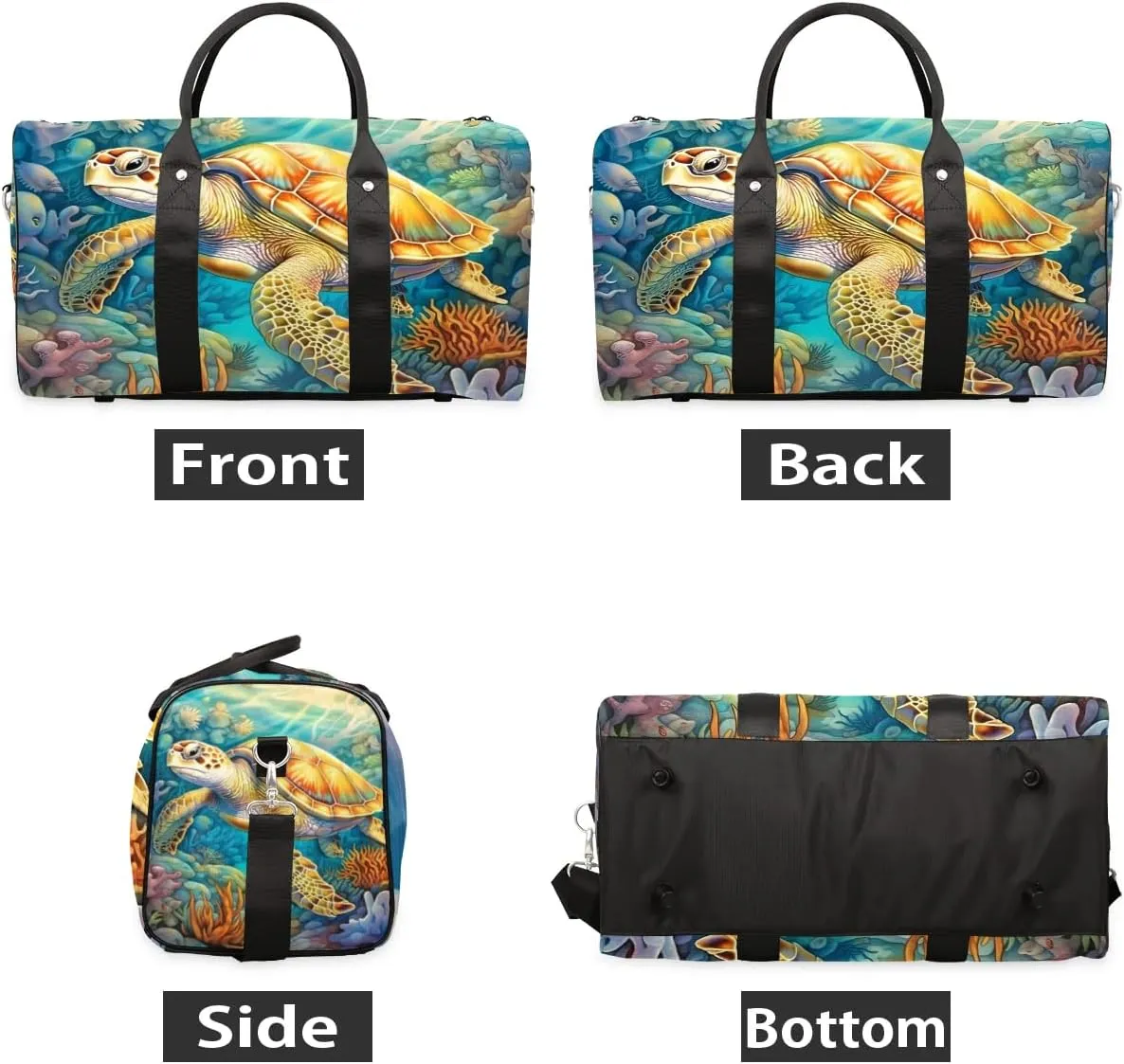 Foldable Travel Bag Leisurely Sea Turtle Lightweight Carry On Bags for Airplanes Waterproof Travel Duffle Bag For Gym Weekend Overnight