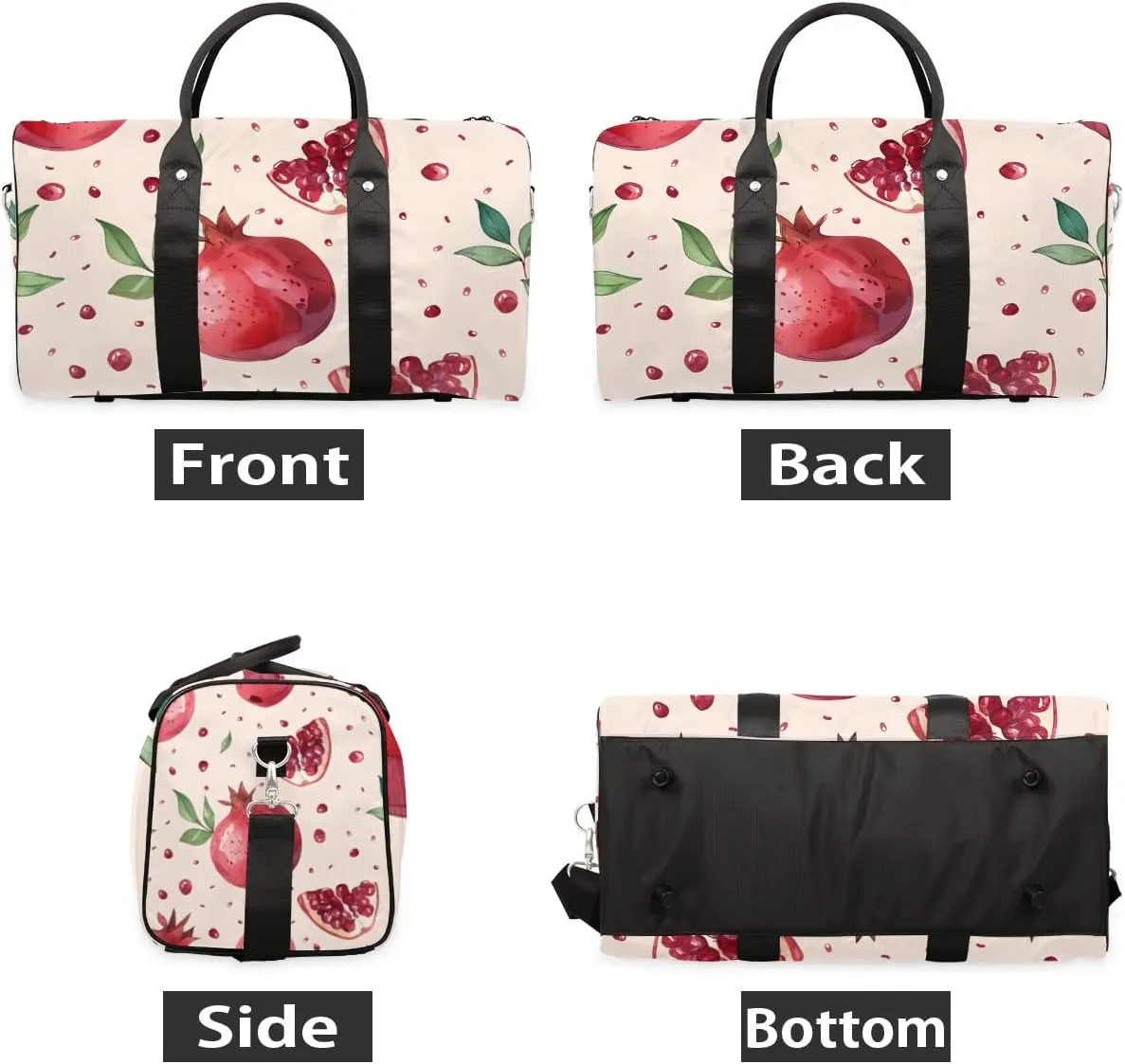 Foldable Travel Bag Pomegranate Fruit Lightweight Carry On Bags for Airplanes Waterproof Travel Duffle Bag For Gym Weekend Overnight