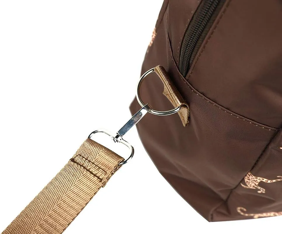 Foldable travel duffel bag tote for girls and boys luggage sports luggage weekend backpack (Brown Leopard pattern)