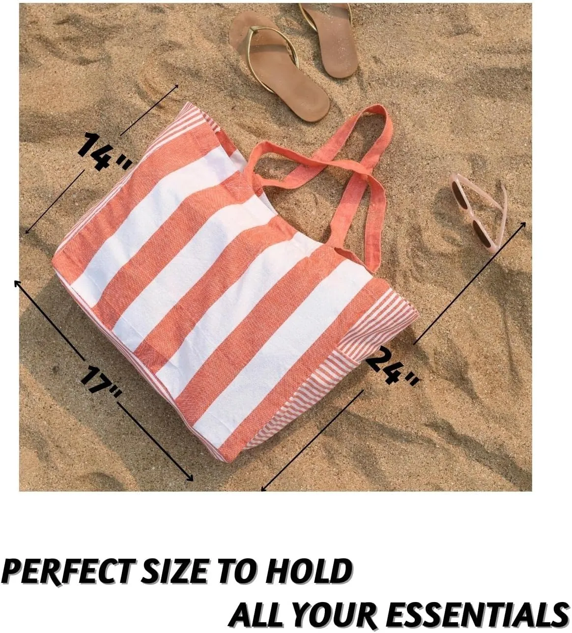 Folkulture Beach Bag for Women | 17 x 14 Inch - 100% Cotton Beach Tote Bag with Zipper Pocket Inside, Large Woven Pool Bag