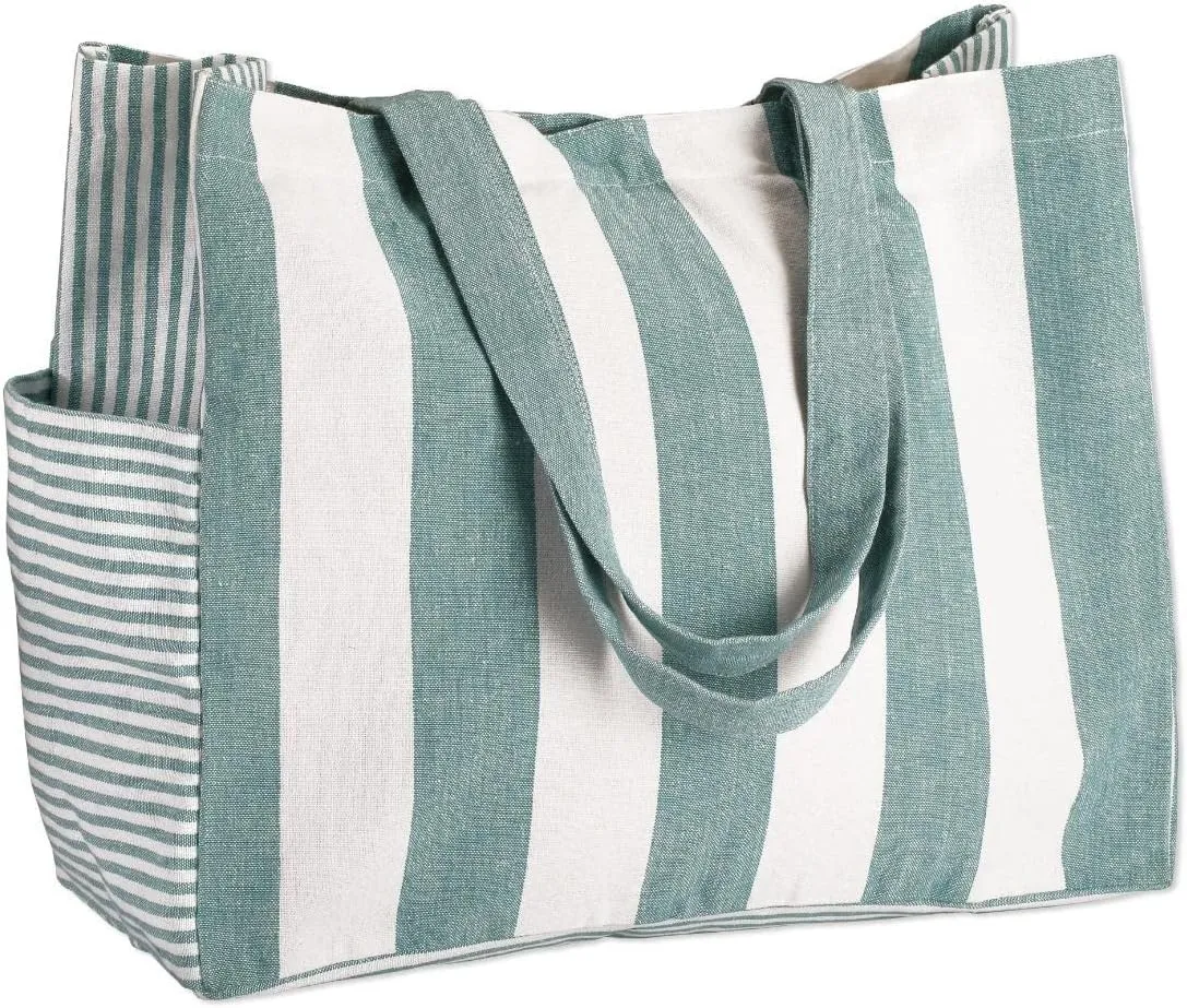 Folkulture Beach Bag for Women | 17 x 14 Inch - 100% Cotton Beach Tote Bag with Zipper Pocket Inside, Large Woven Pool Bag