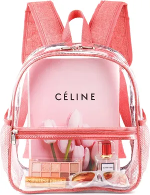 Fomaris Cute Pink Clear Backpack Stadium Approved 12x12x6 Small Mini Clear Plastic Backpack