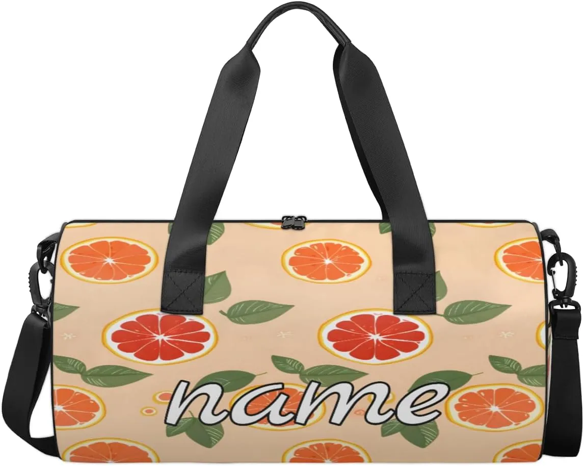 Food Fruits Orange Custom Duffel Bags Weekender Bags Custom Sport Duffel Bag Carry on Overnight Weekender Bag