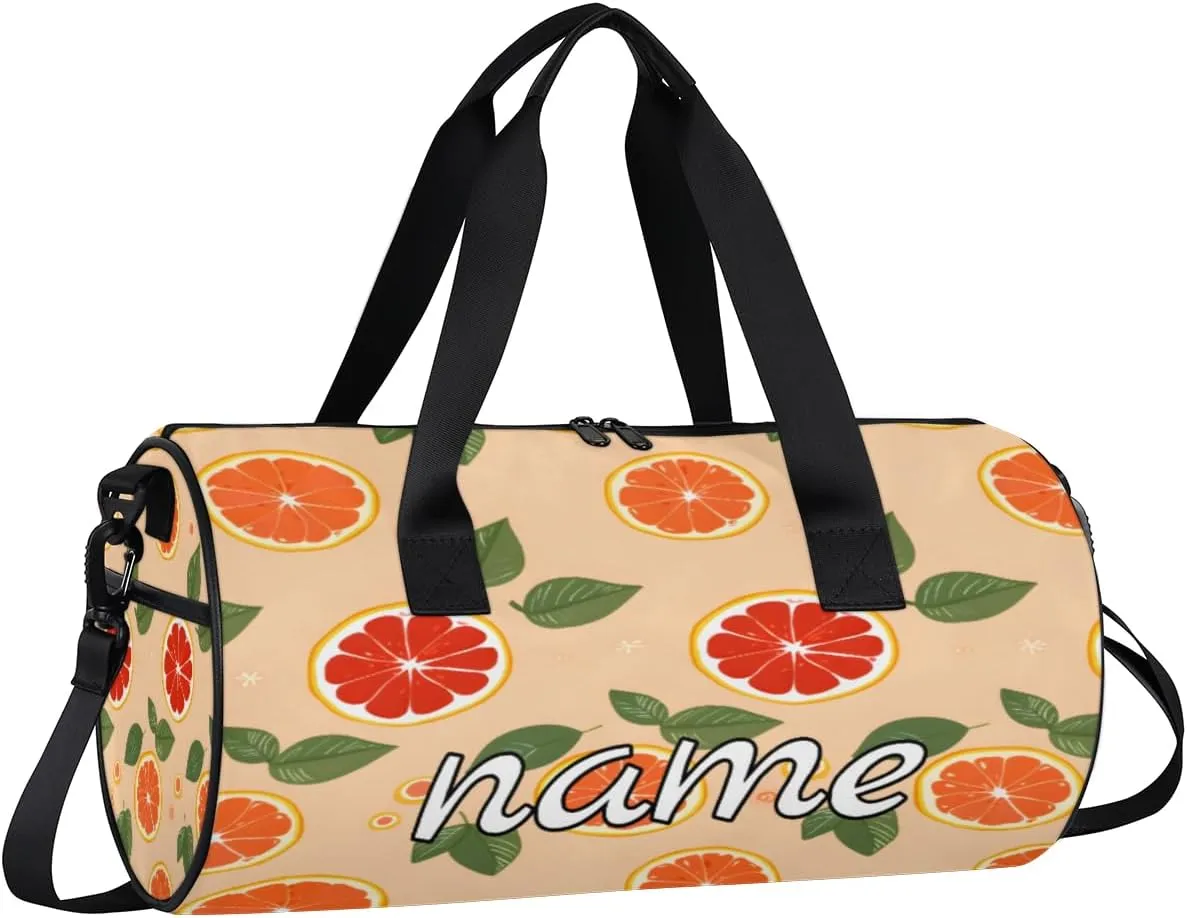 Food Fruits Orange Custom Duffel Bags Weekender Bags Custom Sport Duffel Bag Carry on Overnight Weekender Bag