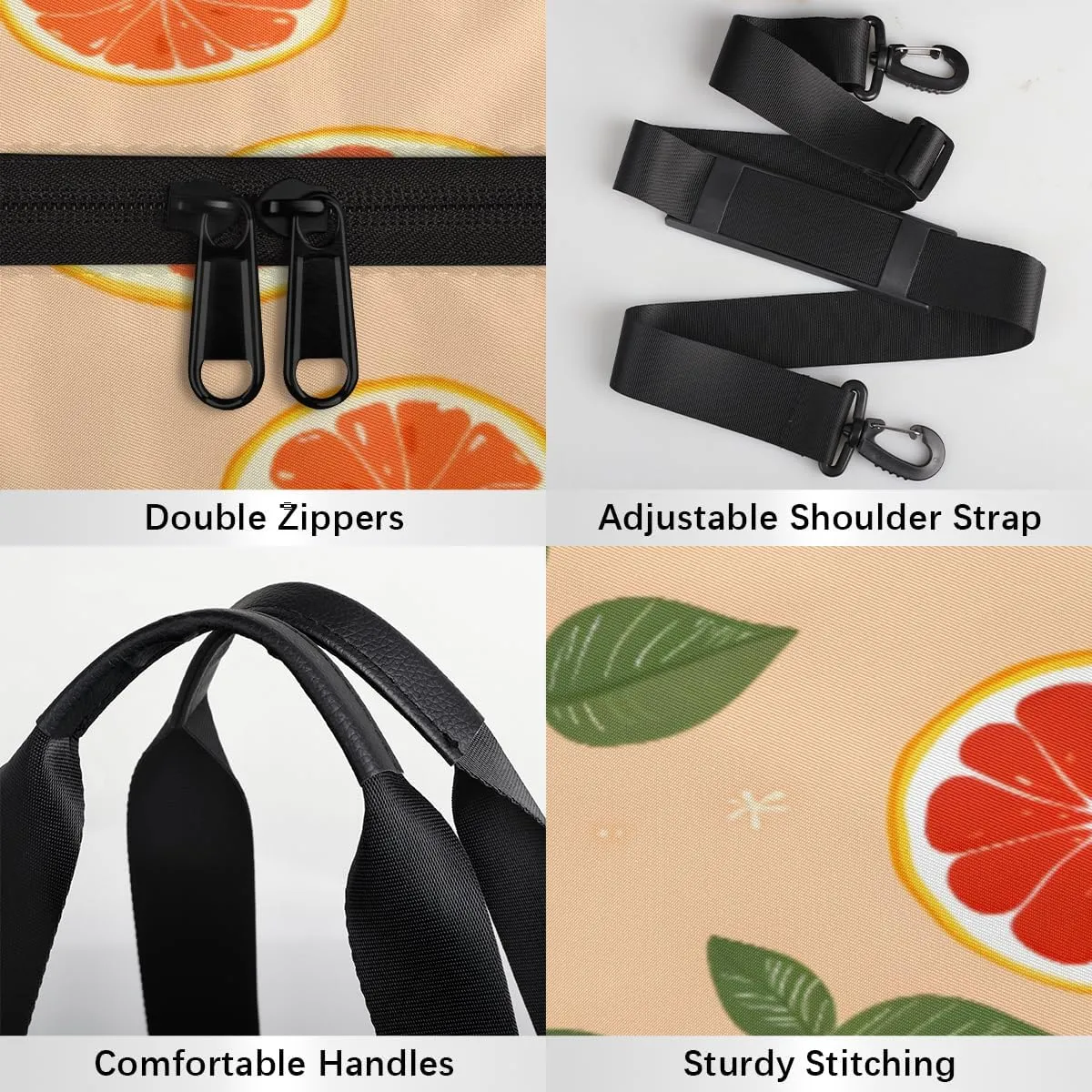 Food Fruits Orange Custom Duffel Bags Weekender Bags Custom Sport Duffel Bag Carry on Overnight Weekender Bag