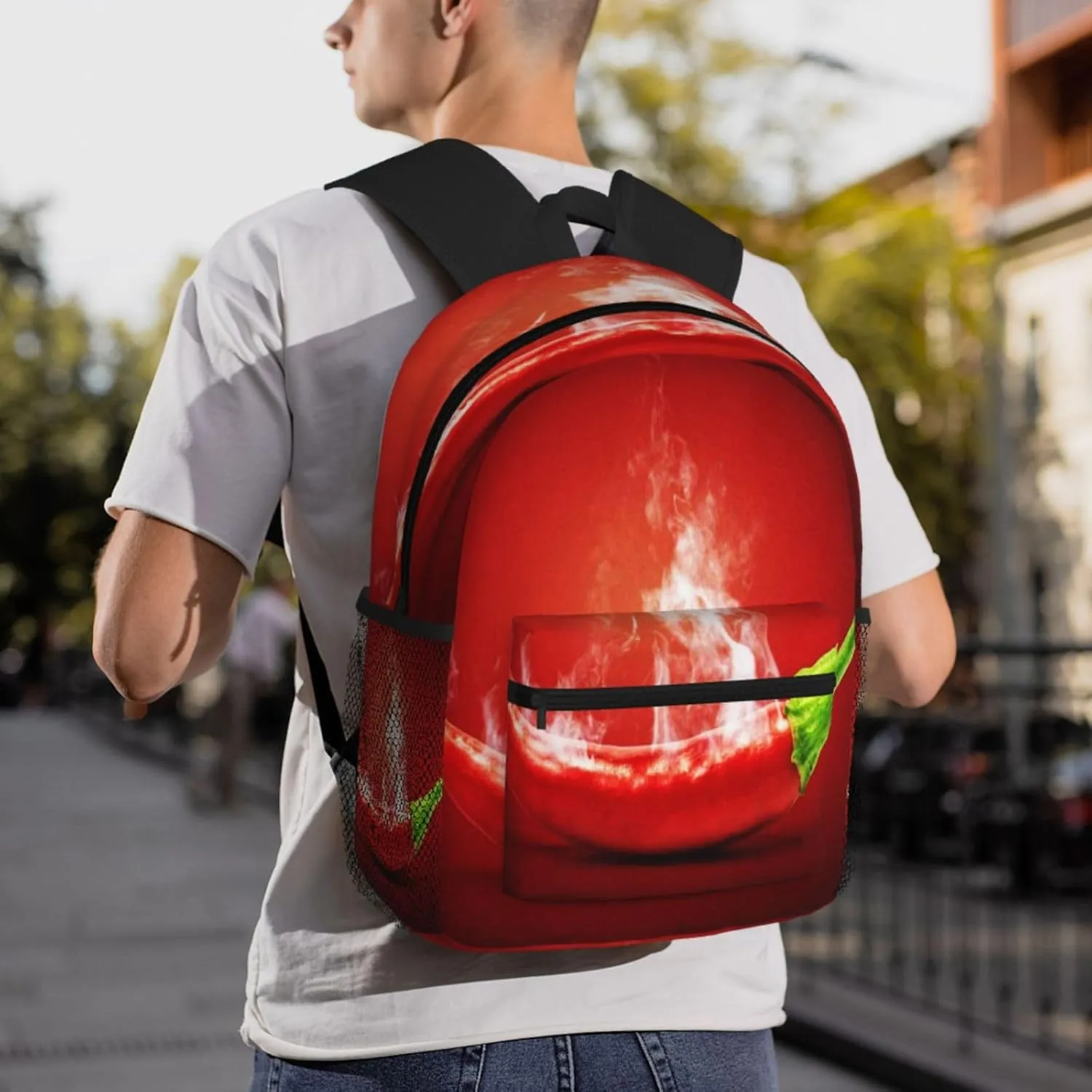 Food Hot Chili Pepper Backpack, Travel Laptop Backpack Computer Bag Rucksack for Men Women Business Work Fits 15.6 Inch Notebook