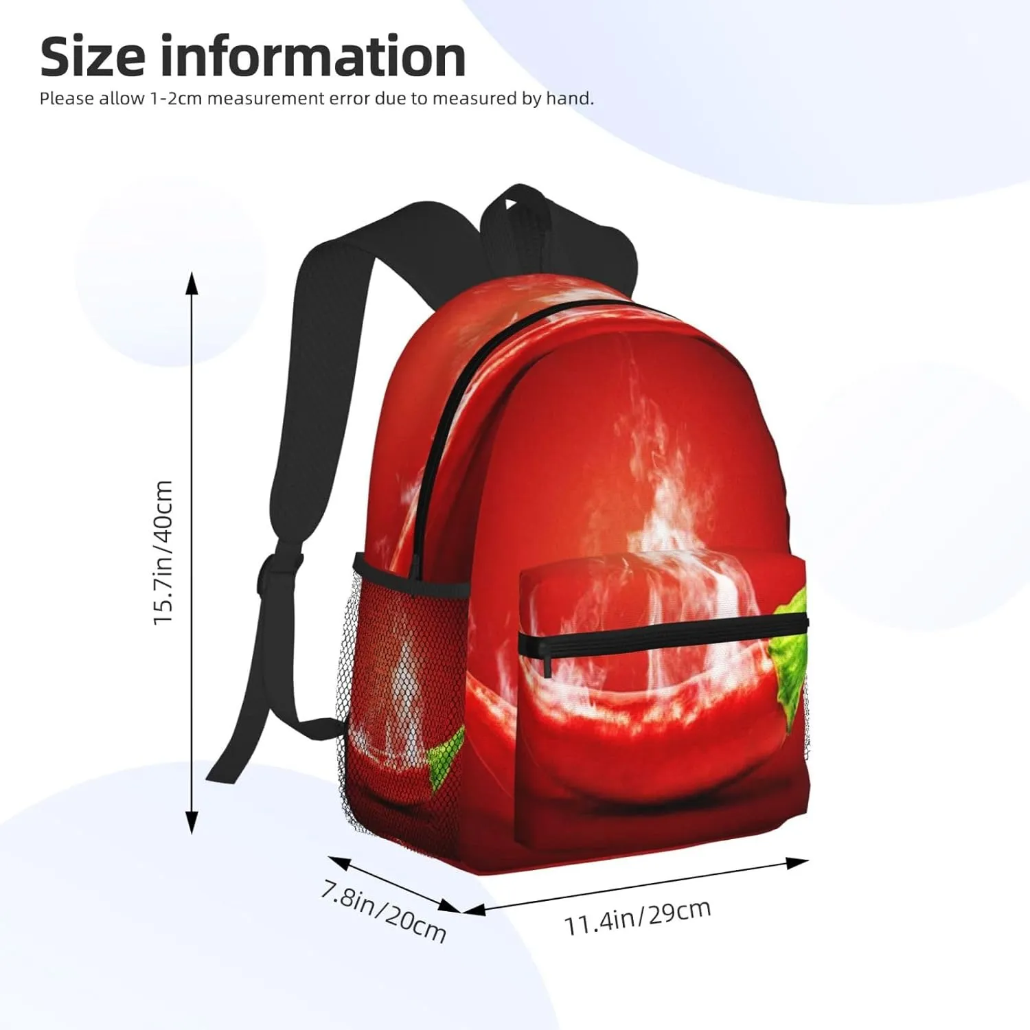 Food Hot Chili Pepper Backpack, Travel Laptop Backpack Computer Bag Rucksack for Men Women Business Work Fits 15.6 Inch Notebook