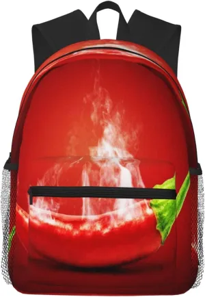 Food Hot Chili Pepper Backpack, Travel Laptop Backpack Computer Bag Rucksack for Men Women Business Work Fits 15.6 Inch Notebook