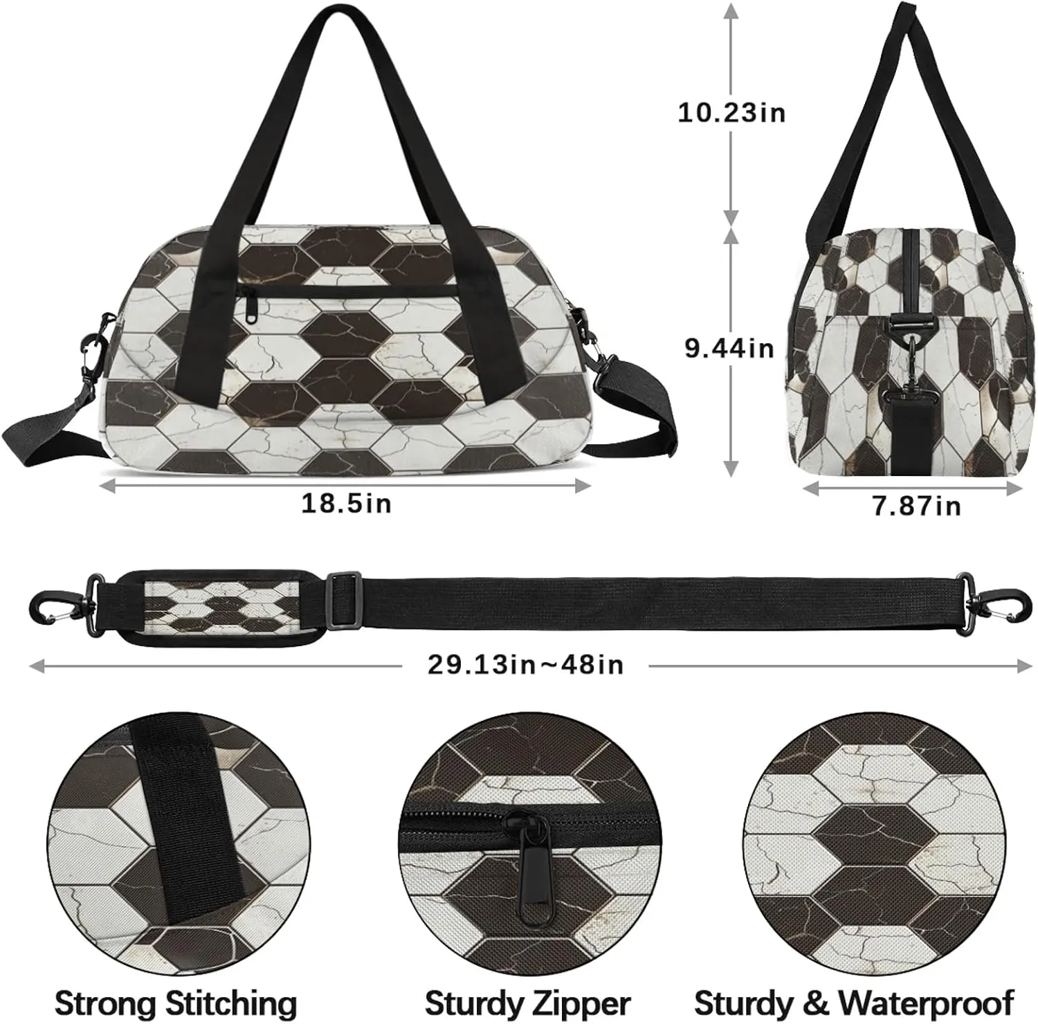Football Kids Duffel Bag Lightweight Waterproof Sports Gym Bag with Front Zipper Pocket Foldable Weekender Overnight Bag for School Practice Gymnastic Ballet
