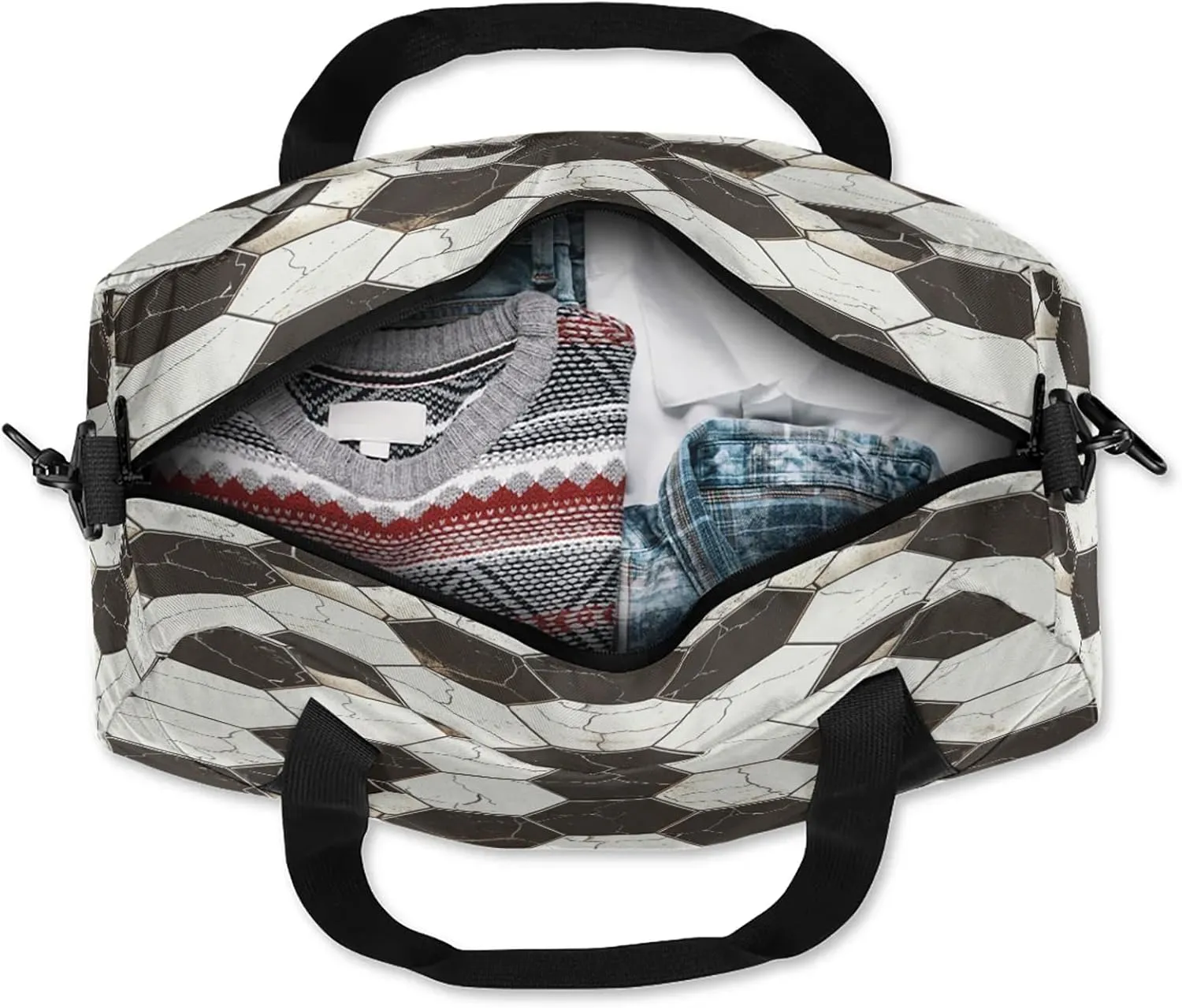 Football Kids Duffel Bag Lightweight Waterproof Sports Gym Bag with Front Zipper Pocket Foldable Weekender Overnight Bag for School Practice Gymnastic Ballet