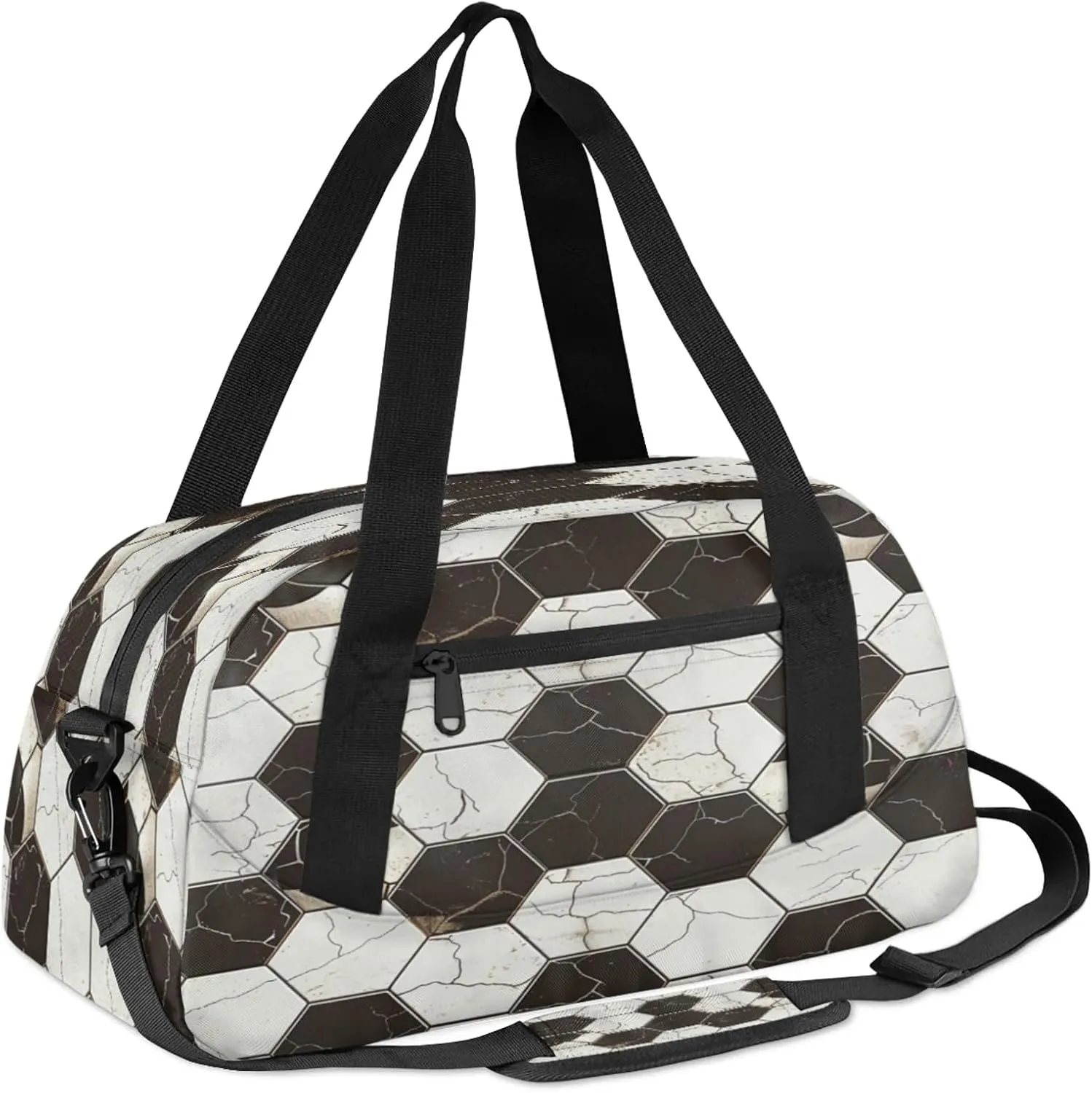 Football Kids Duffel Bag Lightweight Waterproof Sports Gym Bag with Front Zipper Pocket Foldable Weekender Overnight Bag for School Practice Gymnastic Ballet