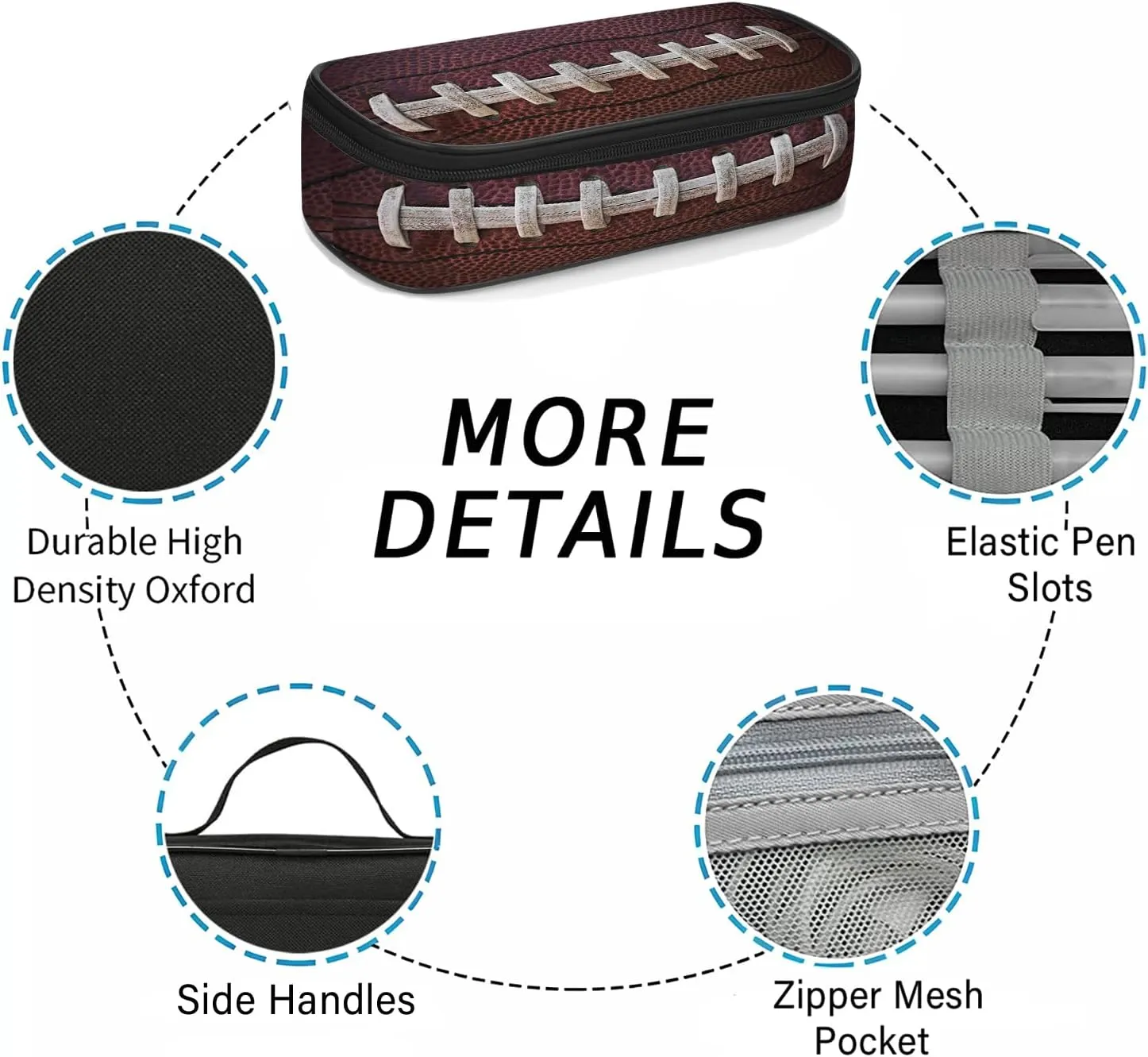Football Pen Holder Case Brush Pot Stationery Multifunction Pen Container Large Capacity Storage Pouch with Zipper Birthday Gifts Pen Box for Women Men