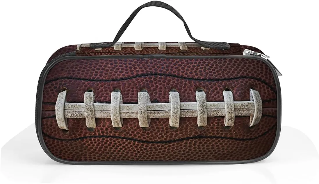 Football Pen Holder Case Brush Pot Stationery Multifunction Pen Container Large Capacity Storage Pouch with Zipper Birthday Gifts Pen Box for Women Men