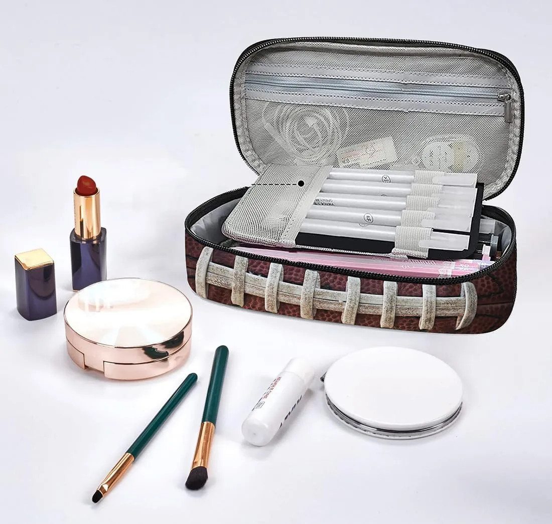 Football Pen Holder Case Brush Pot Stationery Multifunction Pen Container Large Capacity Storage Pouch with Zipper Birthday Gifts Pen Box for Women Men