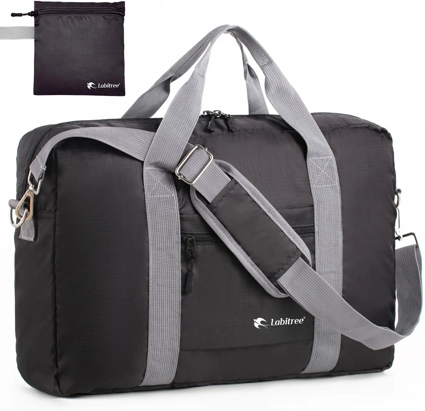 For Frontier Airlines Personal Item Travel Bag 18 x 14 x 8 Inches, Foldable Under Seat Duffel Bags for Spirit Airplane 14 x 18 x 8 Inches, Minimalist Overnight Bag for Women or Men Air Travel [Black]