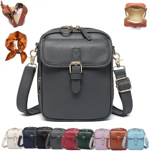 Forcipower Crossbody Leather Bag, Mini Messenger Shoulder Handbag, Anti-Theft Vintage Shoulder Messenger Bags