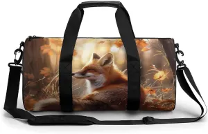 Forests Fox Gym Bag Workout Sports Bag Lightweight Tote Duffel Bag Travel Weekender Bag for Women Men