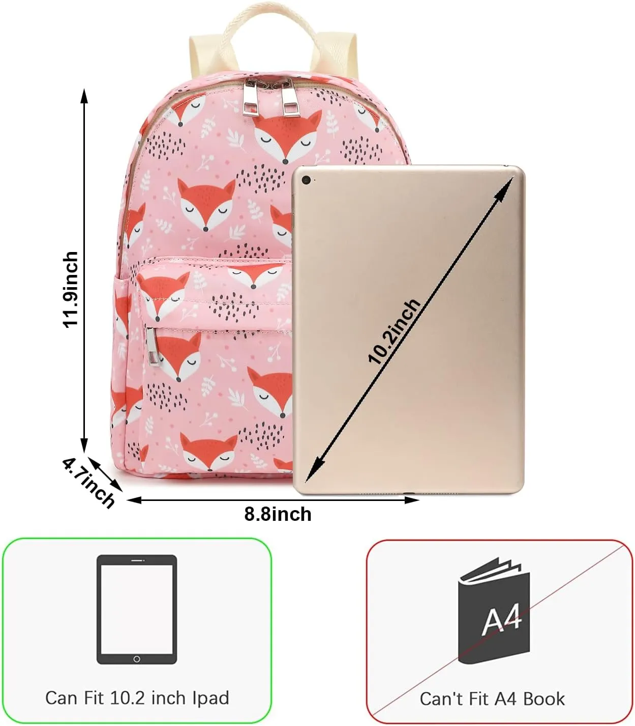 Fox Girls Mini Backpack, Small Backpacks Purse for Women Teens Kids School Travel