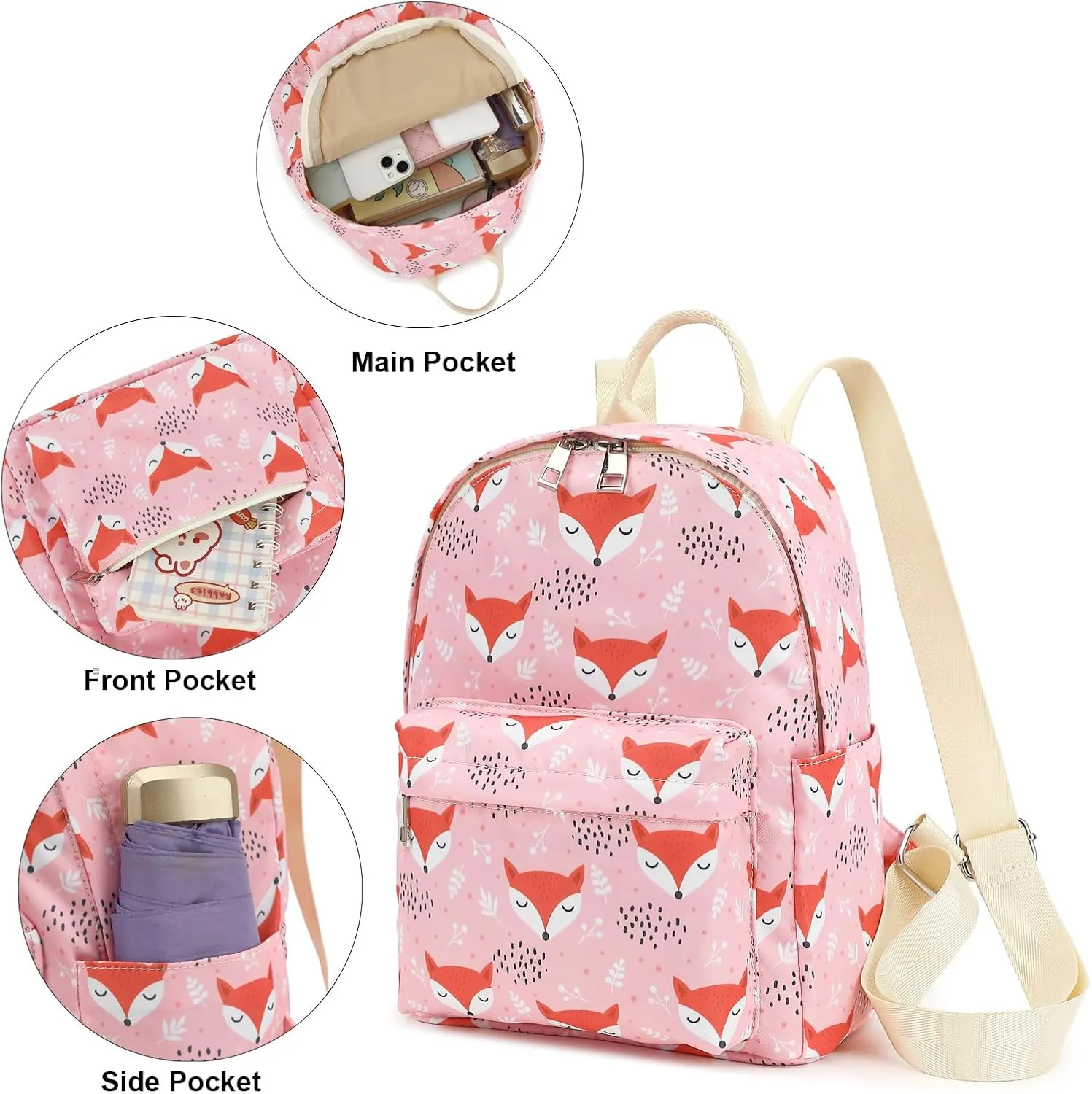 Fox Girls Mini Backpack, Small Backpacks Purse for Women Teens Kids School Travel