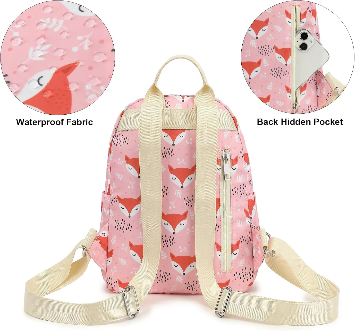 Fox Girls Mini Backpack, Small Backpacks Purse for Women Teens Kids School Travel