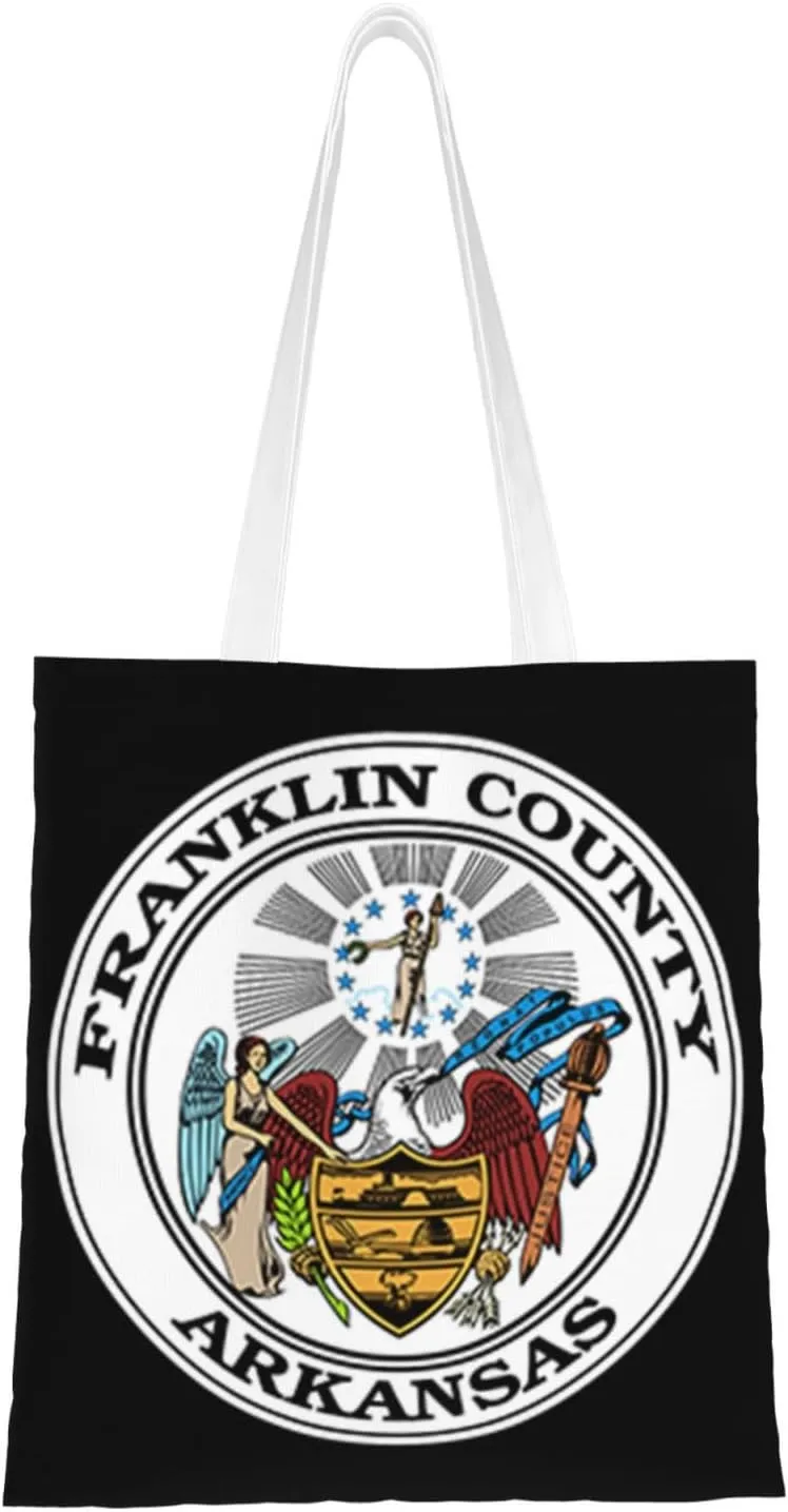 Franklin County, Arkansas Official Seal Tote Bag for Women Canvas Shopping Bags Reusable Large Capacity Casual Shoulder Handbags Grocery Bags