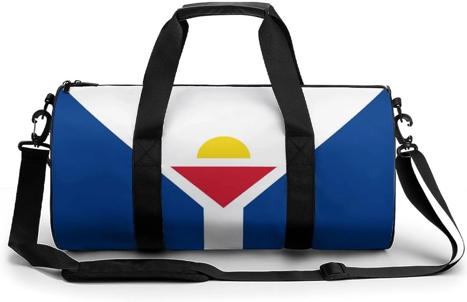 French Saint Martin Flag Gym Bag for Men Women Cylindrical Gym Duffle Bags Travel Sports Carryon Gymbag 17.7in/9in/9in