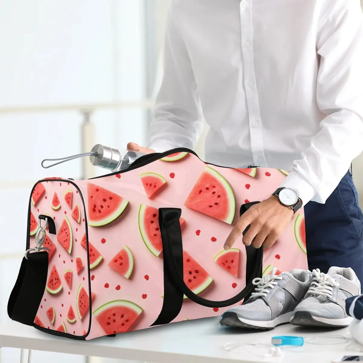Fresh Fruit Watermelon Foldable Lightweight Duffle Bag for Travel - Waterproof Carry On Bags for Airplanes, Travel Duffel Bags for Gym, Weekend