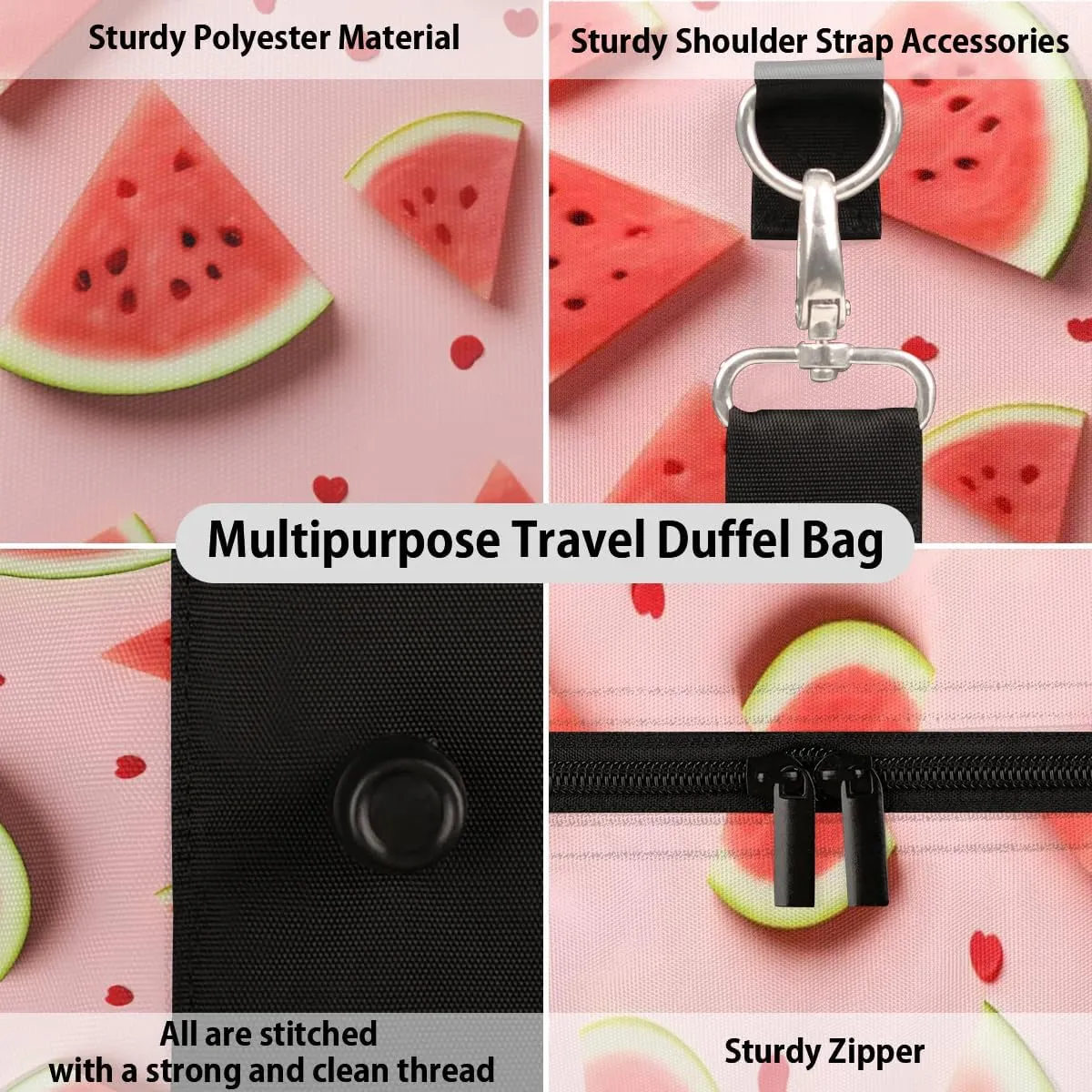 Fresh Fruit Watermelon Foldable Lightweight Duffle Bag for Travel - Waterproof Carry On Bags for Airplanes, Travel Duffel Bags for Gym, Weekend
