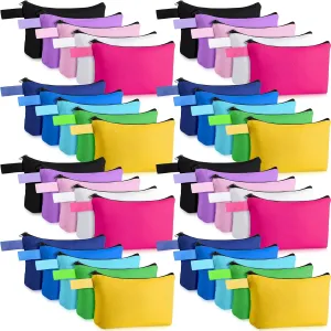 Frienda 40 Pack Canvas Makeup Bags Bulk Cosmetic Bags with Bottom Travel Canvas Zipper Pouch Multi Purpose Blank for Women Purse Toiletry Pencil DIY Craft, 10 Colors(10 x 5 x 2 Inch)