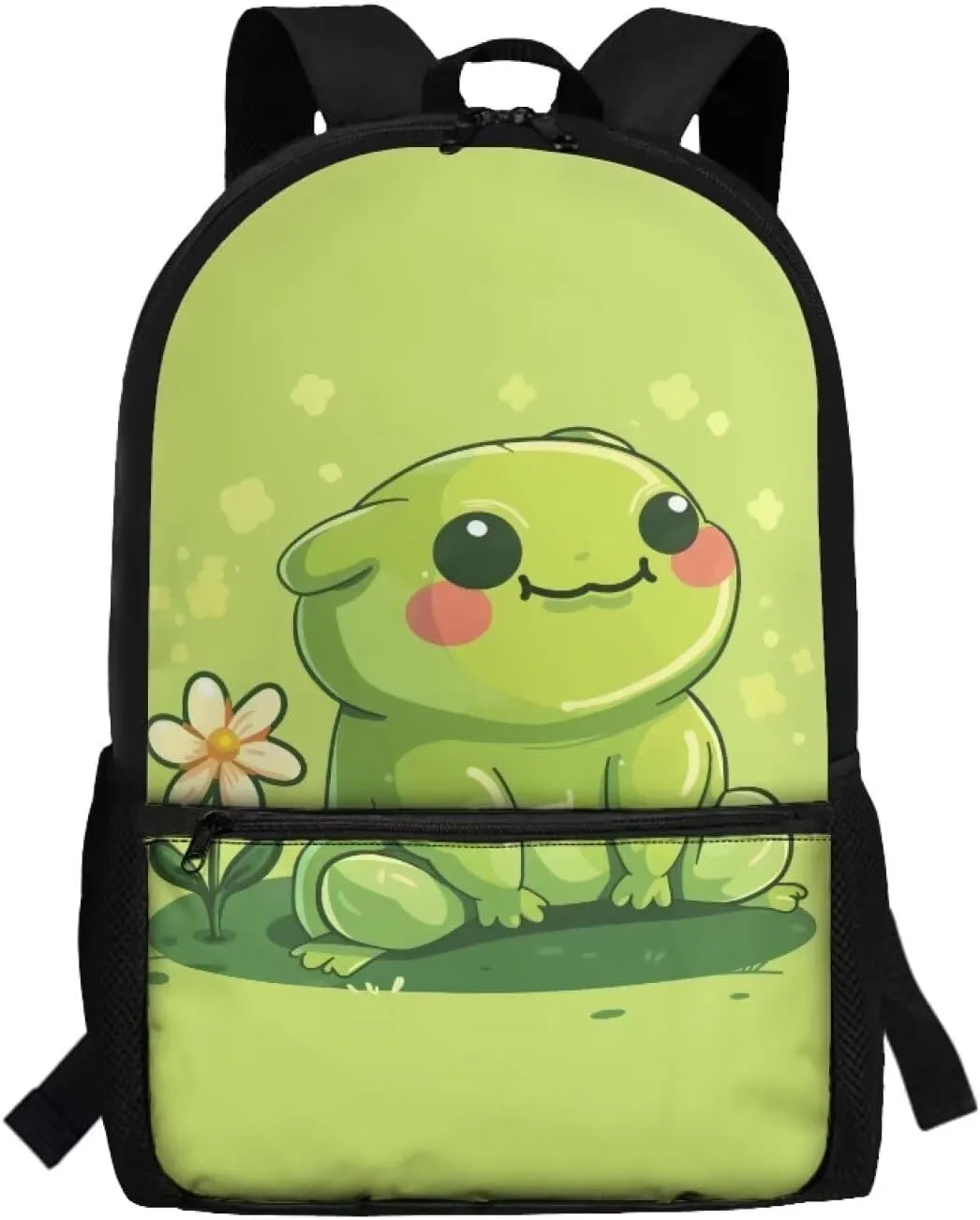 Frog Cute Backpacks for Girls 7-8 for School Kids Big School Bag Elementary 1 Grade School Bookbag Kawaii Schoolbags 17 Inch Green Travel Backpacks School Daypack for Kindergarten Preschool